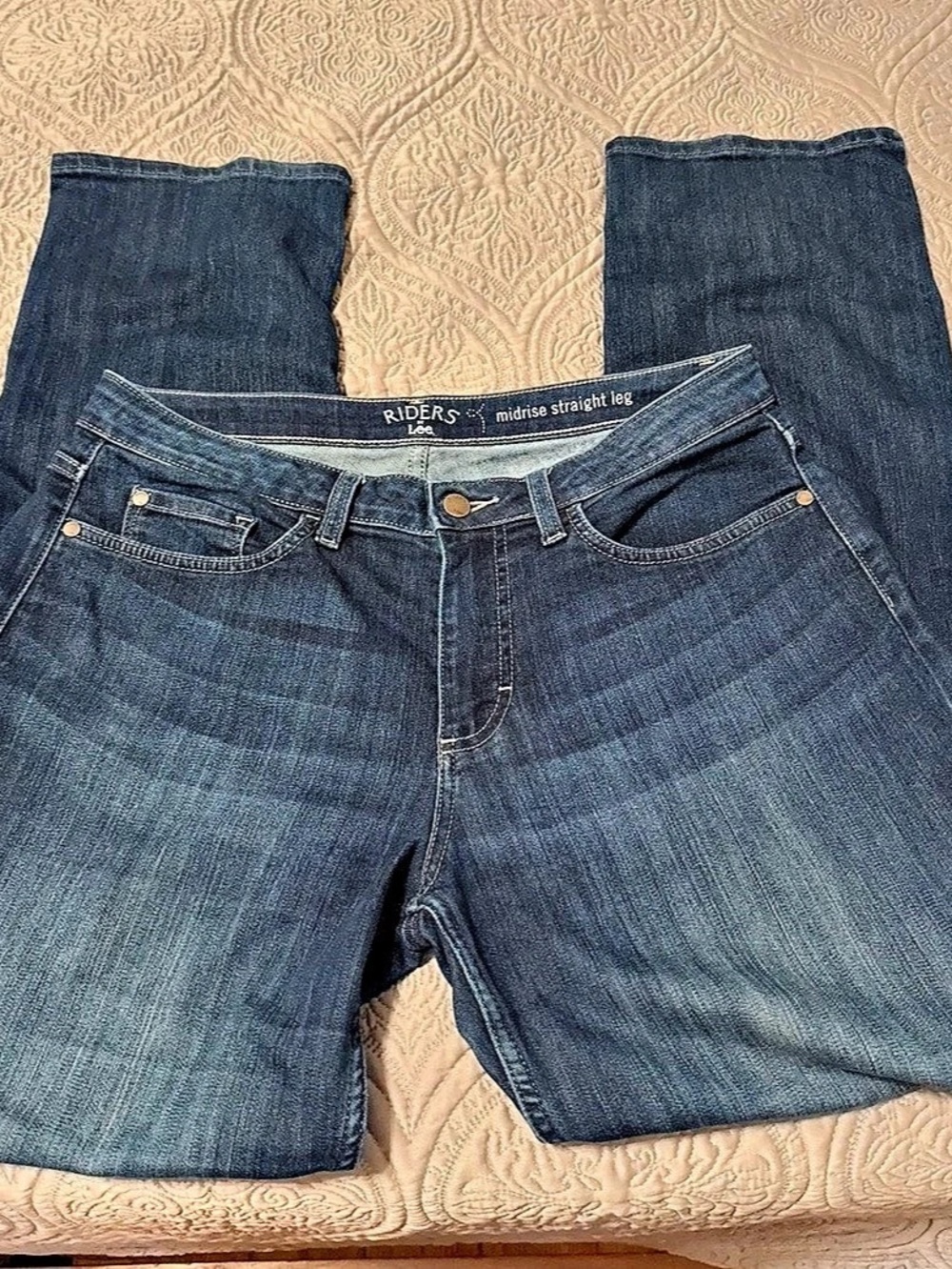 Riders Mid Rise Straight Leg Blue Jeans